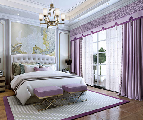 浪漫法式风格窗帘紫色