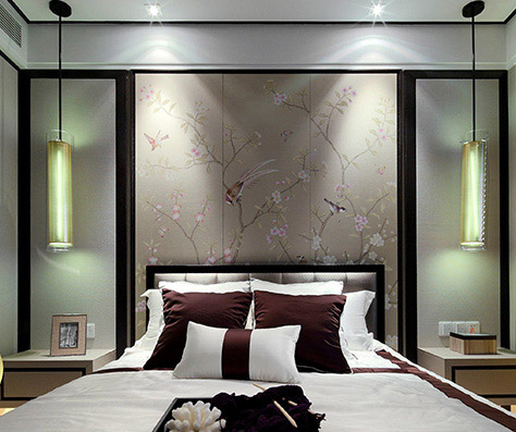 现代中式风格床头背景墙效果